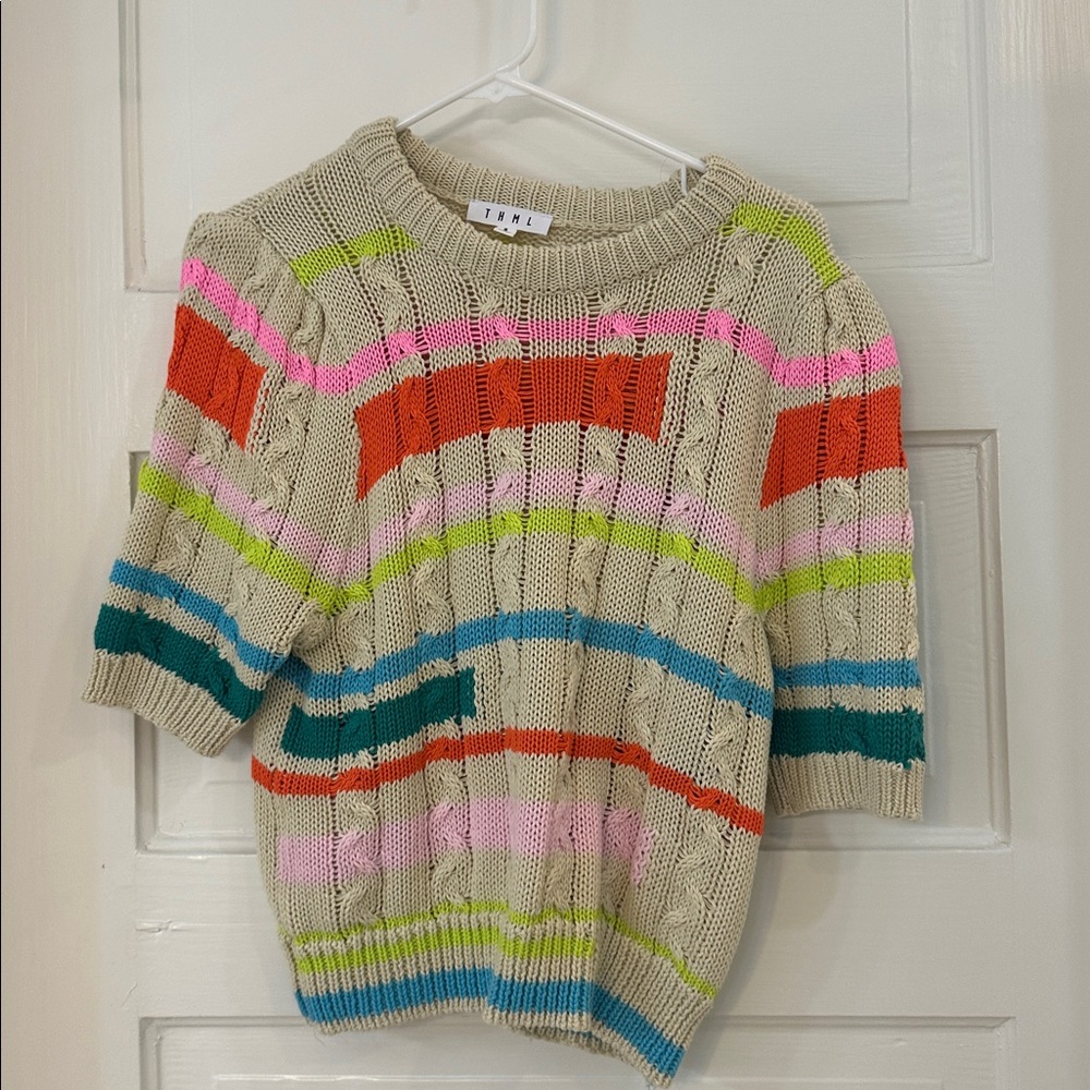 THML Multicolor Striped Crew Neck Sweater